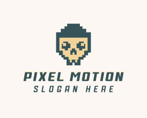 Skull Pixel Tech logo design
