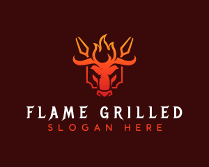 Grill Barbecue Bull logo design