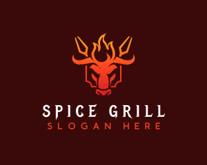 Grill Barbecue Bull logo design