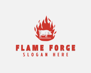 Flame Pig Barbecue logo design