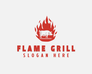 Flame Pig Barbecue logo design