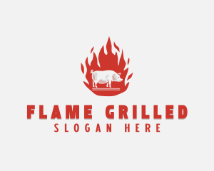 Flame Pig Barbecue logo design