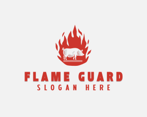 Flame Pig Barbecue logo design