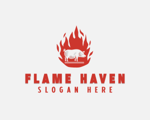 Flame Pig Barbecue logo design