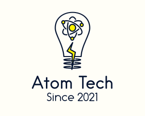 Atom Lightning Bulb logo design