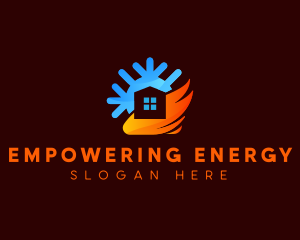 House Flame Snowflake HVAC logo design