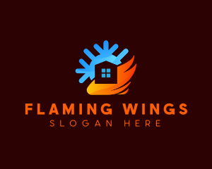 House Flame Snowflake HVAC logo design