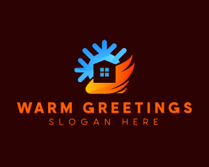 House Flame Snowflake HVAC logo design