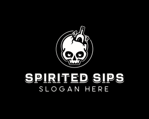 Skull Alcohol Drink logo design