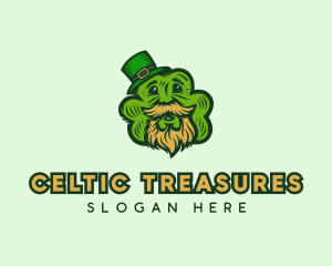 Old Man Leprechaun Shamrock logo design