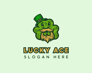 Old Man Leprechaun Shamrock logo design