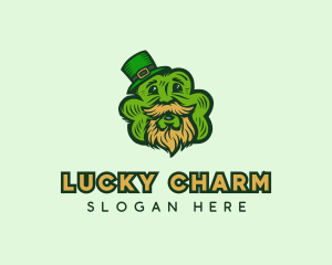 Old Man Leprechaun Shamrock logo design