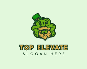 Old Man Leprechaun Shamrock logo design