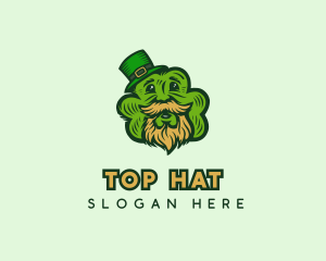 Old Man Leprechaun Shamrock logo design