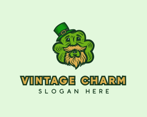 Old Man Leprechaun Shamrock logo design