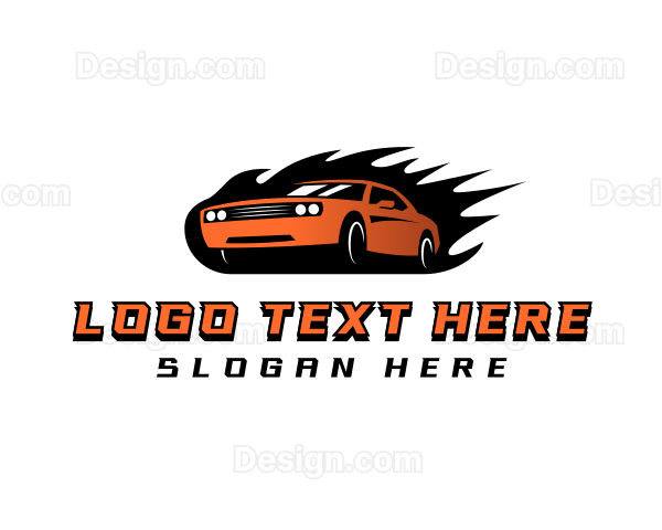 Flaming Car Speed Logo