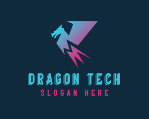 Gradient Flying Dragon logo design