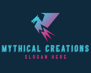 Gradient Flying Dragon logo design