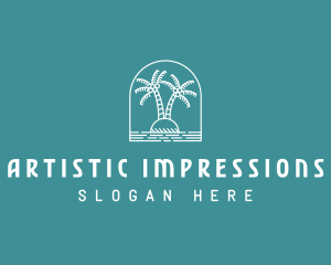 Coconut Tree Summer Island  logo design