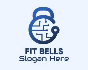 Blue Fitness Gym Technology logo design