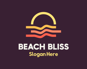 Beach Sunset Wave logo design