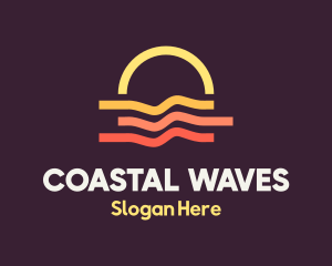 Beach Sunset Wave logo design