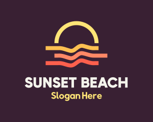 Beach Sunset Wave logo design