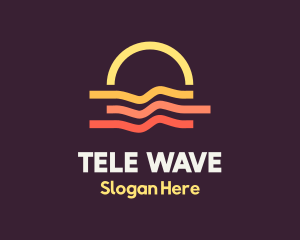 Beach Sunset Wave logo design