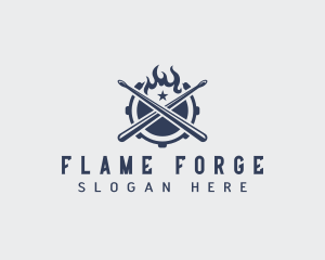 Rock Drum Flame logo design