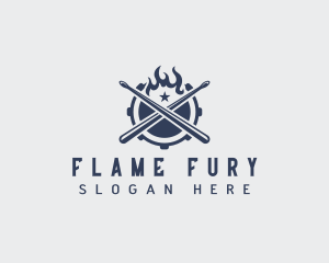 Rock Drum Flame logo design