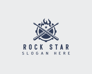 Rock Drum Flame logo design