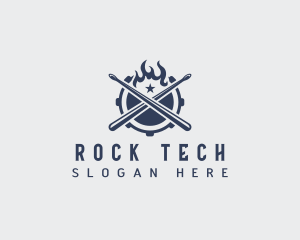 Rock Drum Flame logo design