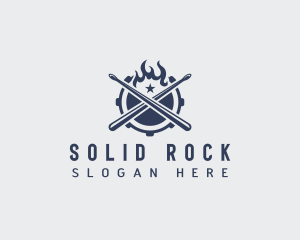 Rock Drum Flame logo design