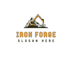 Excavator Driller Construction Machinery logo design