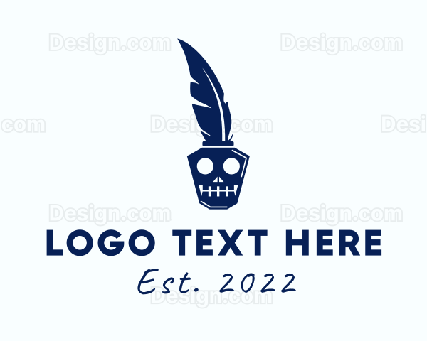 Blue Skull Pencil Logo