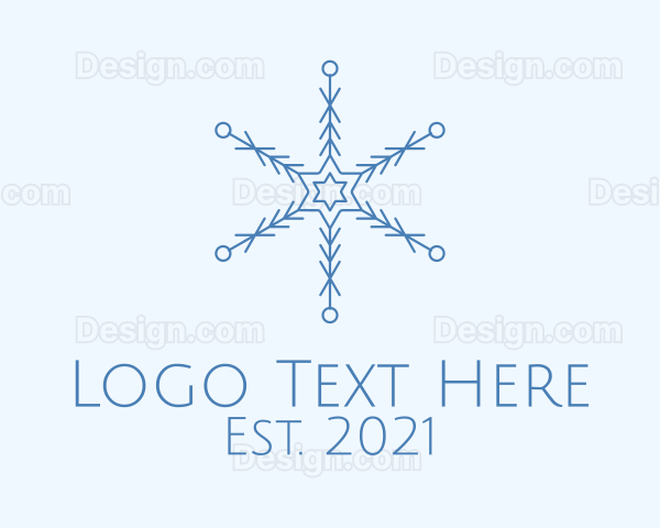 Blue Line Art Snowflake Logo