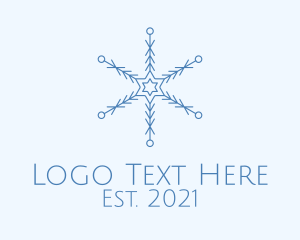 Blue Line Art Snowflake logo