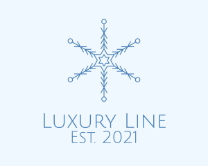 Blue Line Art Snowflake logo design