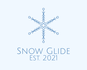 Blue Line Art Snowflake logo design