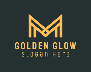 Golden Business Letter M logo