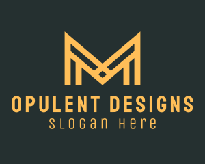 Golden Business Letter M logo design