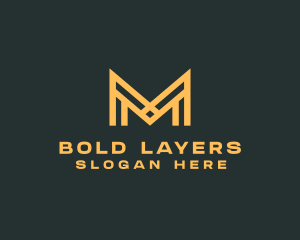 Golden Business Letter M logo design