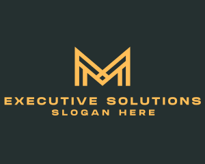 Golden Business Letter M logo design