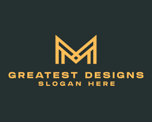 Golden Business Letter M logo design