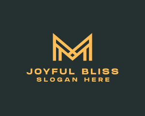 Golden Business Letter M logo design