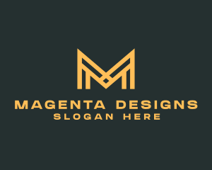 Golden Business Letter M logo design