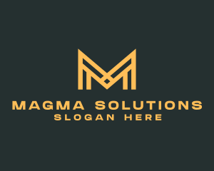 Golden Business Letter M logo design