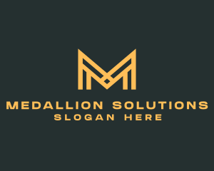 Golden Business Letter M logo design