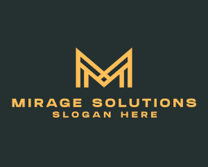 Golden Business Letter M logo design