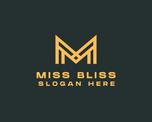 Golden Business Letter M logo design